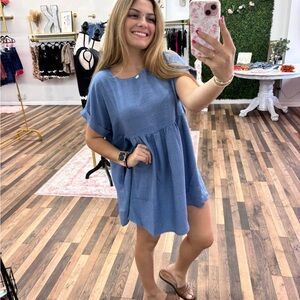 Blue Short Sleeve Dress